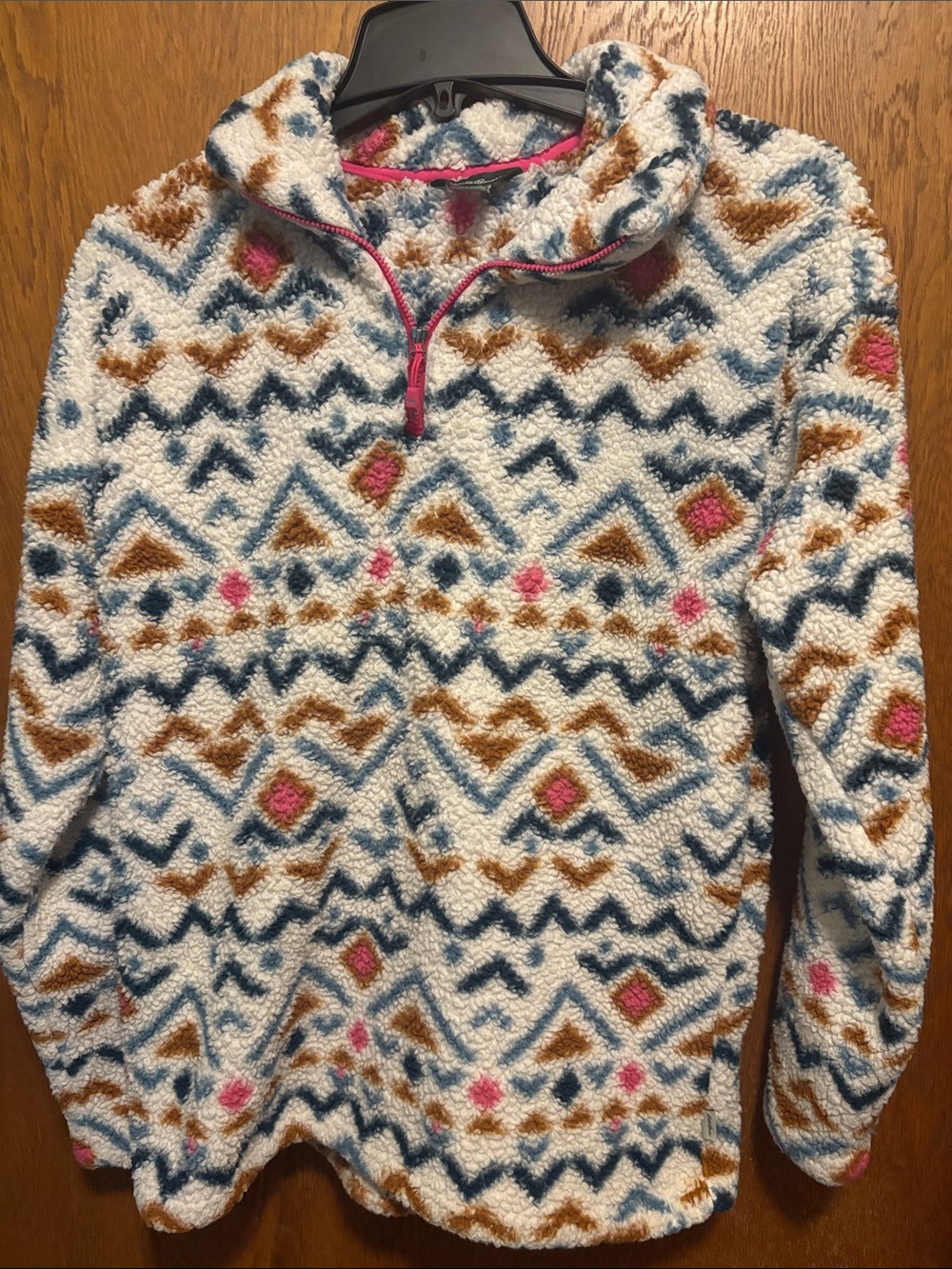 Eddie Bauer aztec Sherpa quarters up Pullover fleece women’s size medium